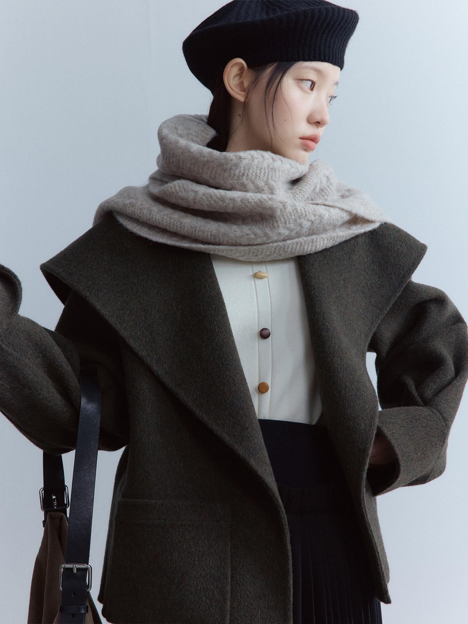 FUSSED Oatmeal Heavy Twisted Cable Patchwork Women&