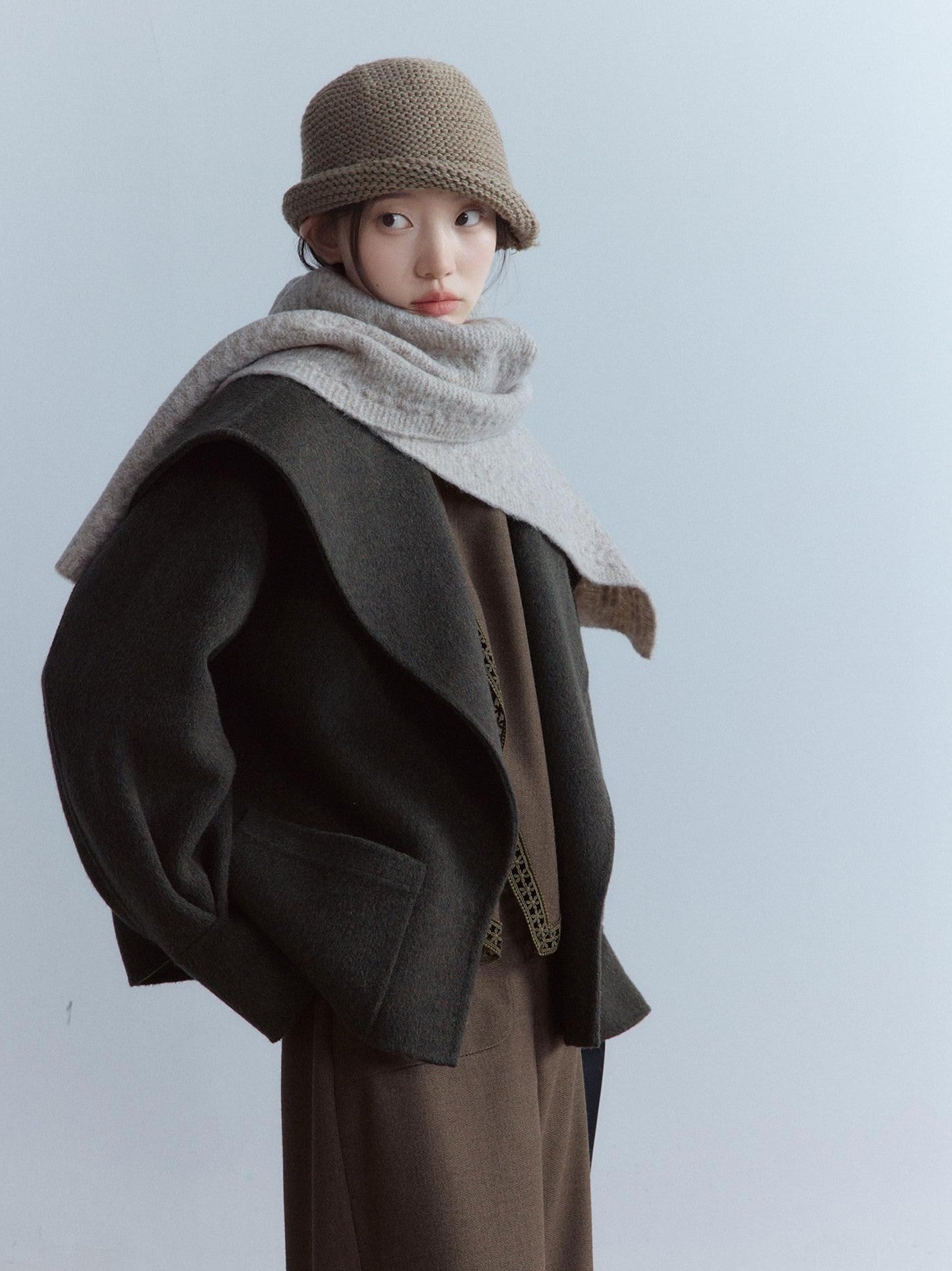 FUSSED Oatmeal Heavy Twisted Cable Patchwork Women&
