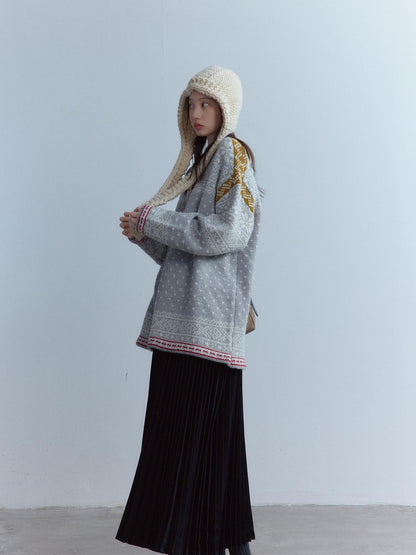 FUSSED Oatmeal Nordic Chunky Rib Knit Ear Cover Women&