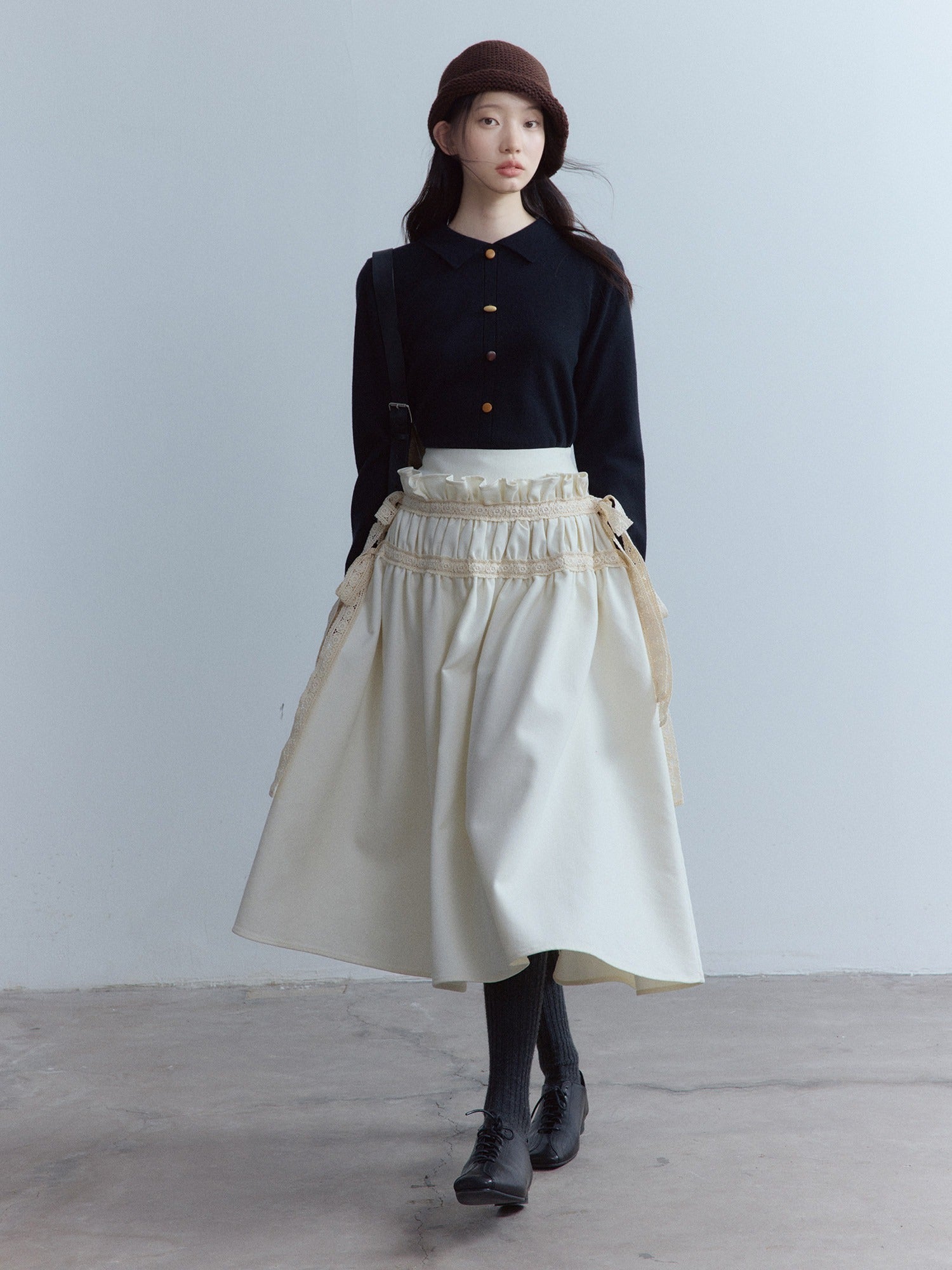 FUSSED_Oatmeal_White_Heavy_Ruching_Lace_Insert_Women&