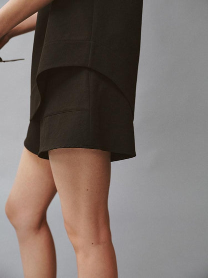 FUSSED Obsidian Black Cutout Panel Square Neck Women&