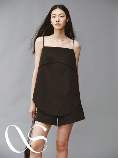 FUSSED Obsidian Black Cutout Panel Square Neck Women&