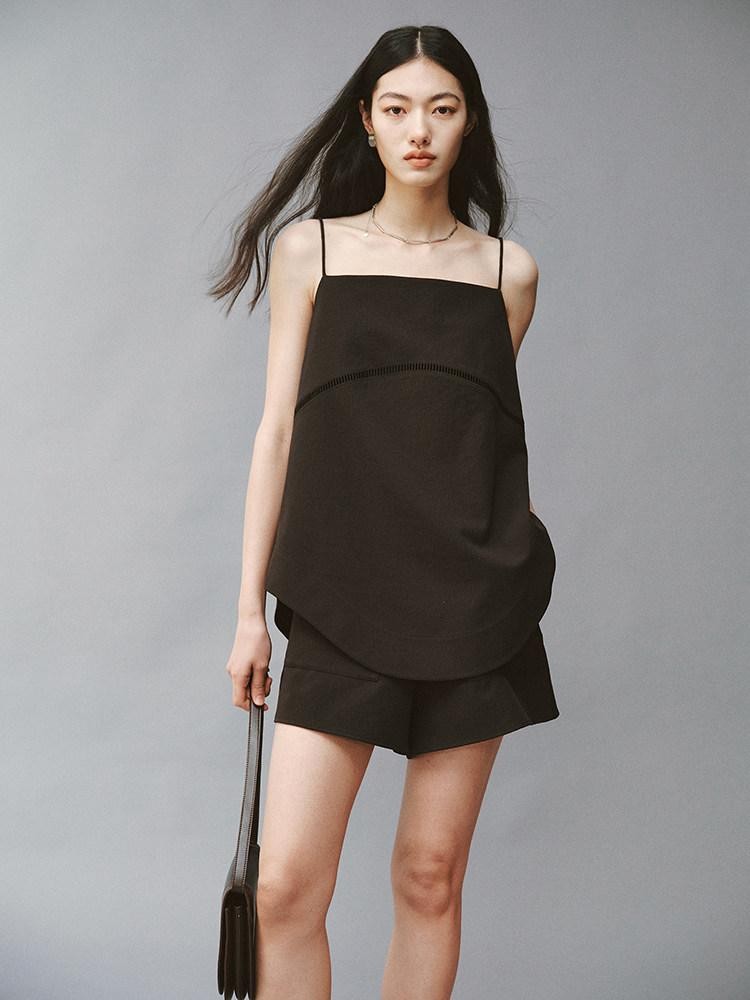 FUSSED Obsidian Black Cutout Panel Square Neck Women&
