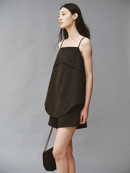 FUSSED Obsidian Black Cutout Panel Square Neck Women&