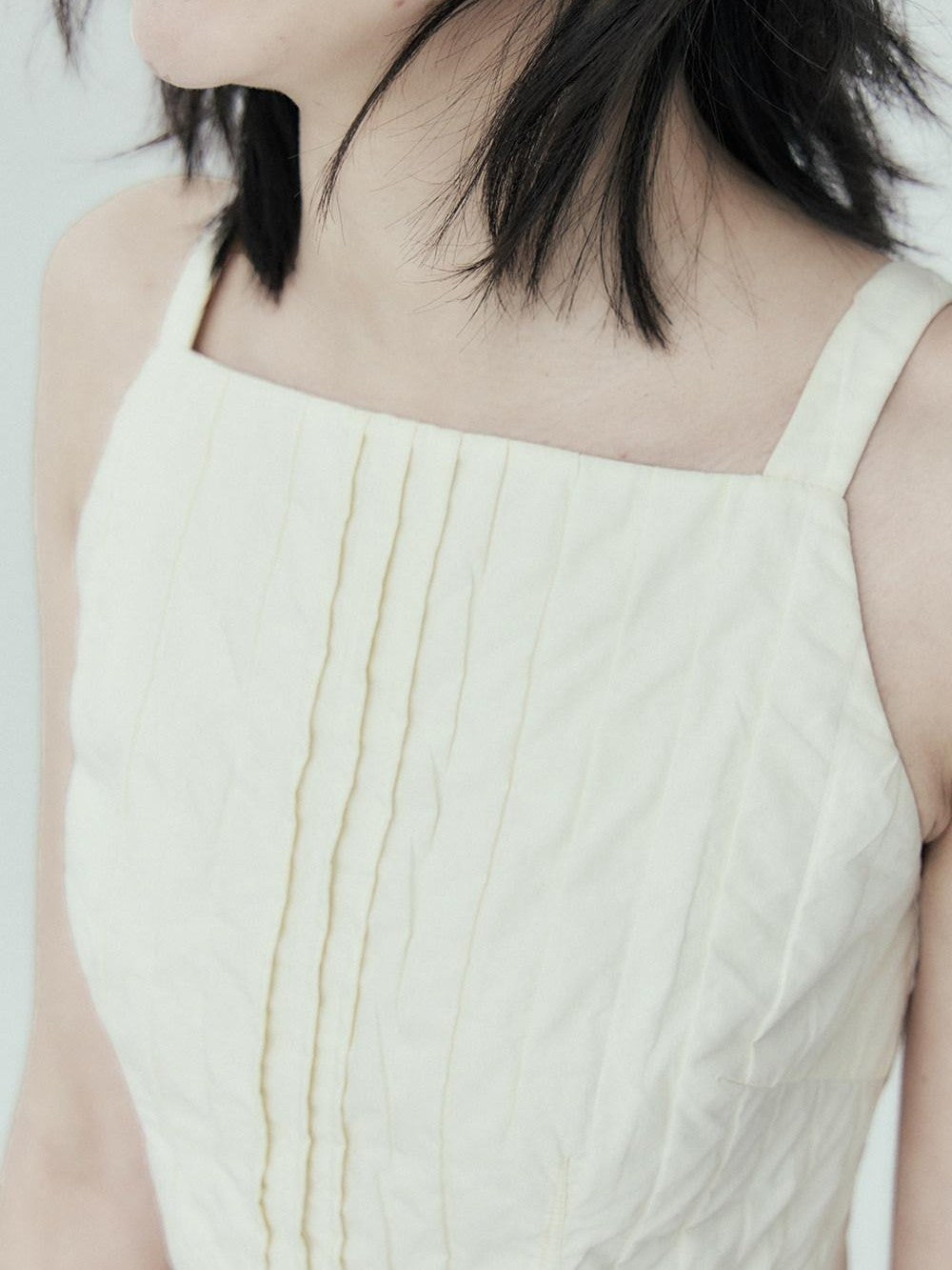 FUSSED Off White Pleated Texture Women&
