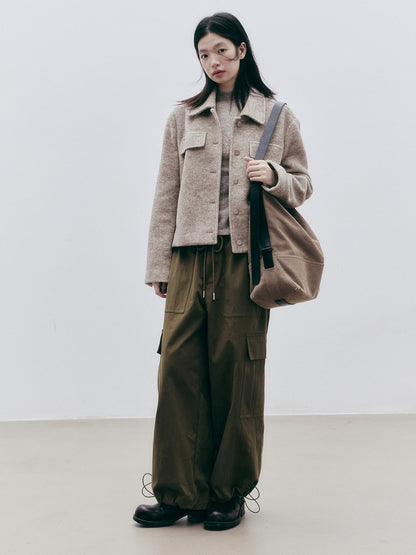 FUSSED Olive Structured Wide Leg Pocket Women&