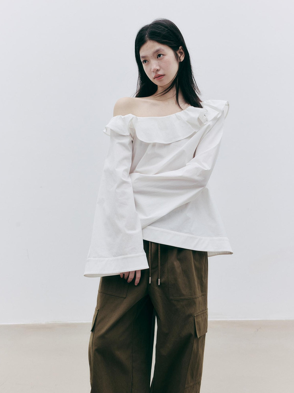 FUSSED Olive Structured Wide Leg Pocket Women&