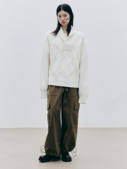 FUSSED Olive Structured Wide Leg Pocket Women&