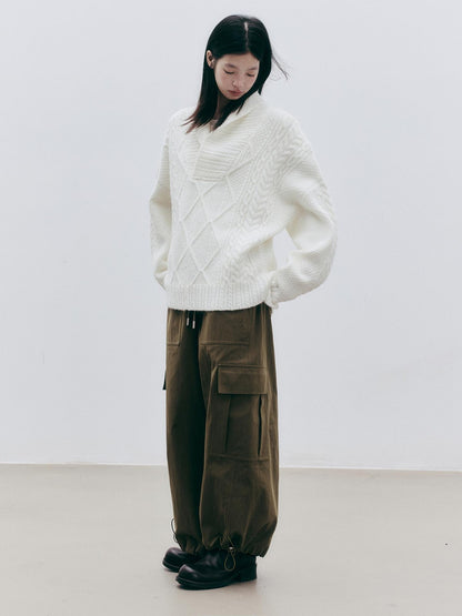 FUSSED Olive Structured Wide Leg Pocket Women&