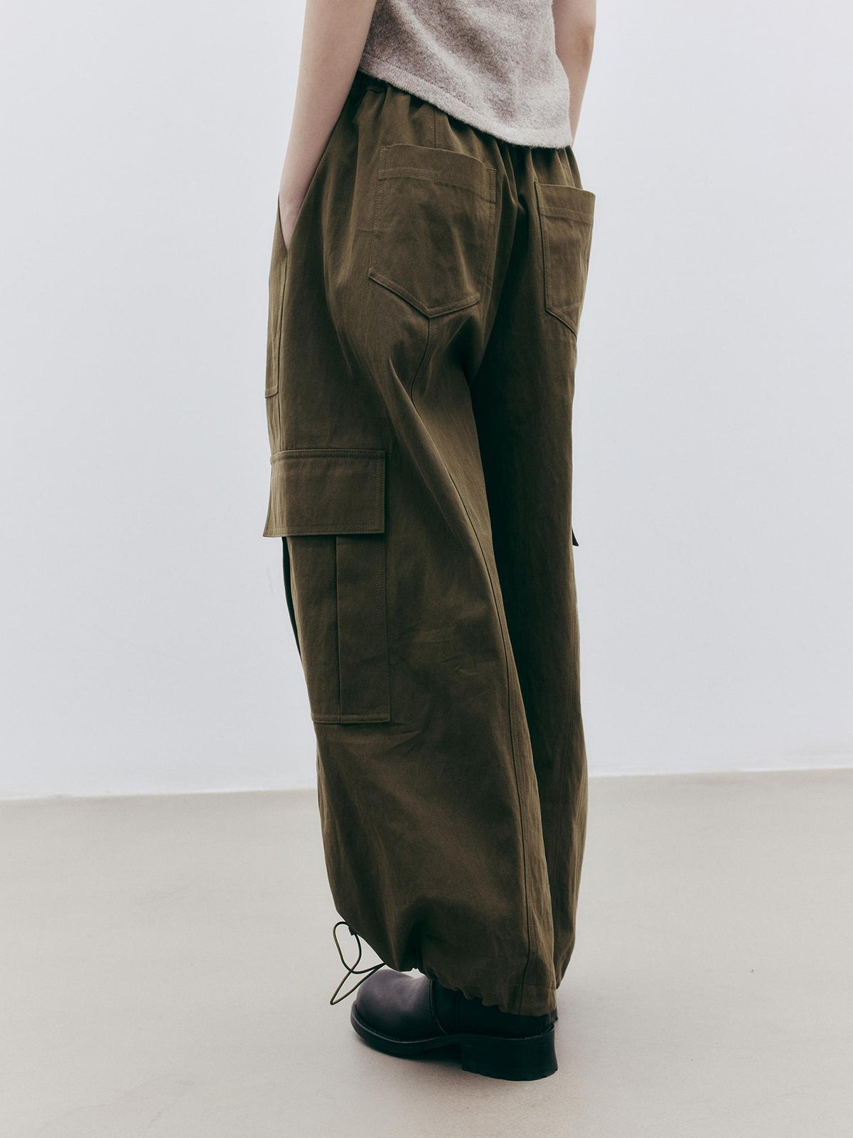 FUSSED Olive Structured Wide Leg Pocket Women&