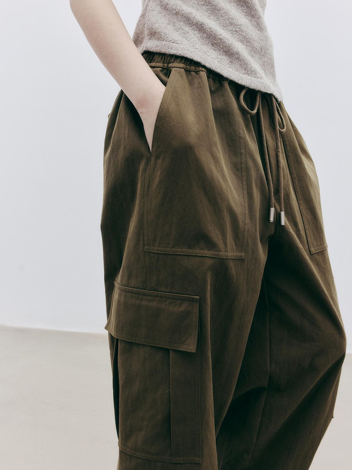 FUSSED Olive Structured Wide Leg Pocket Women&