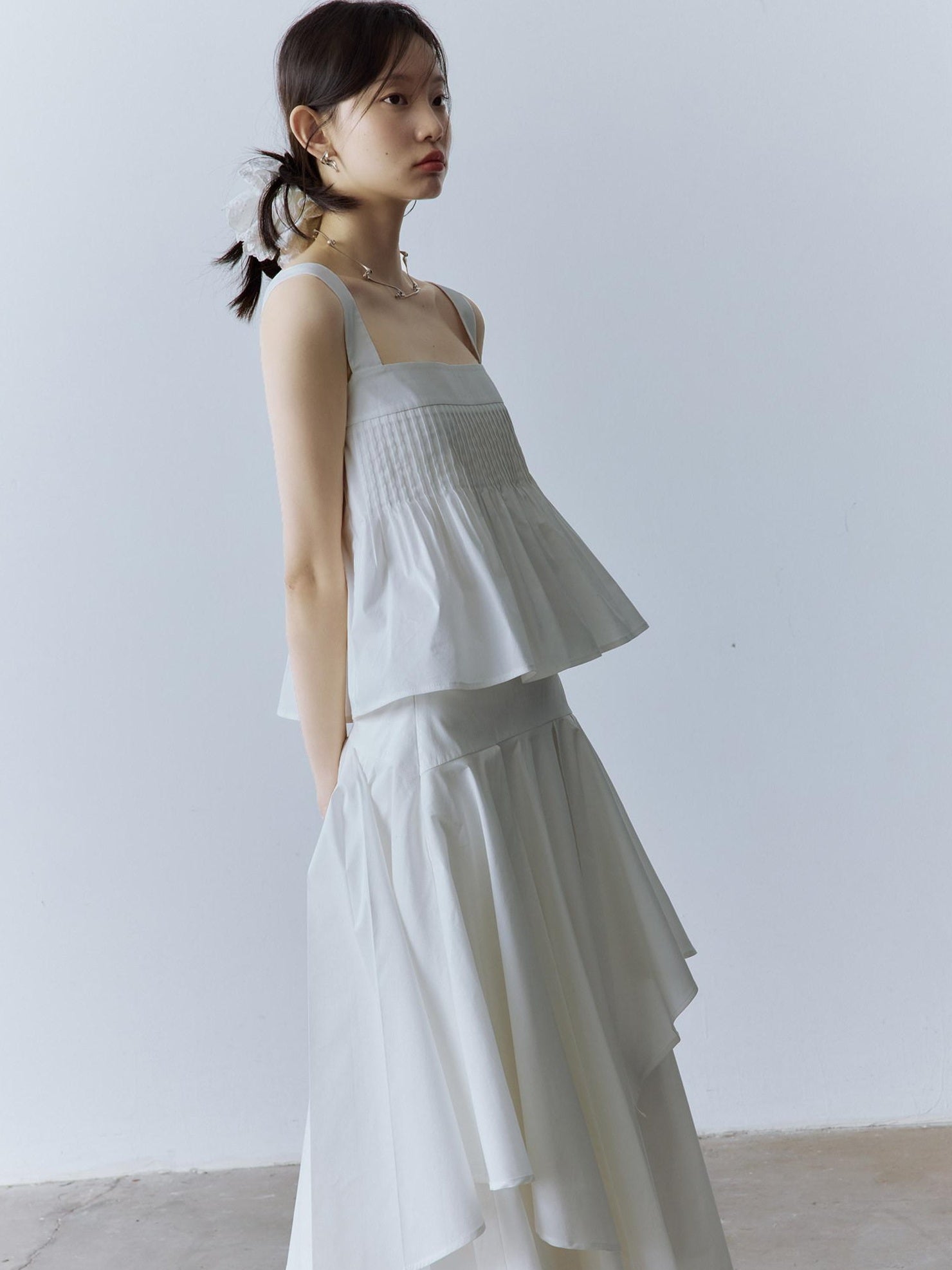 FUSSED Original Loose Cotton Cropped Square Neck Women Casual Office Travel Tank Tops