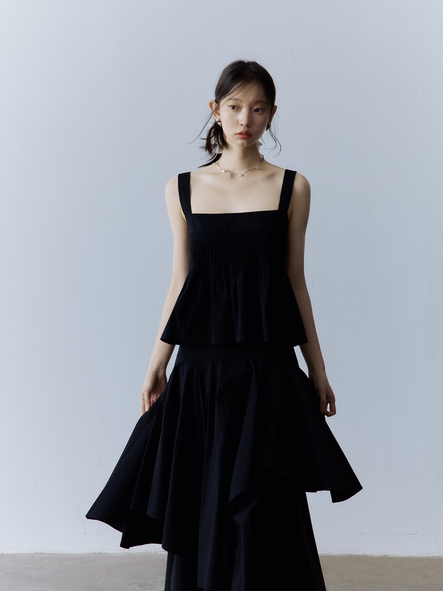 FUSSED Original Square Neck Loose Fit Cotton Cami Women Casual Black Midi Dresses – MISSTT