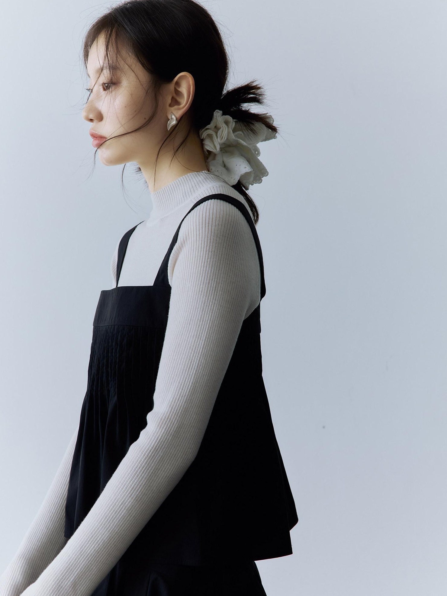 FUSSED Original Square Neck Loose Fit Cotton Cami Women Casual Black Midi Dresses