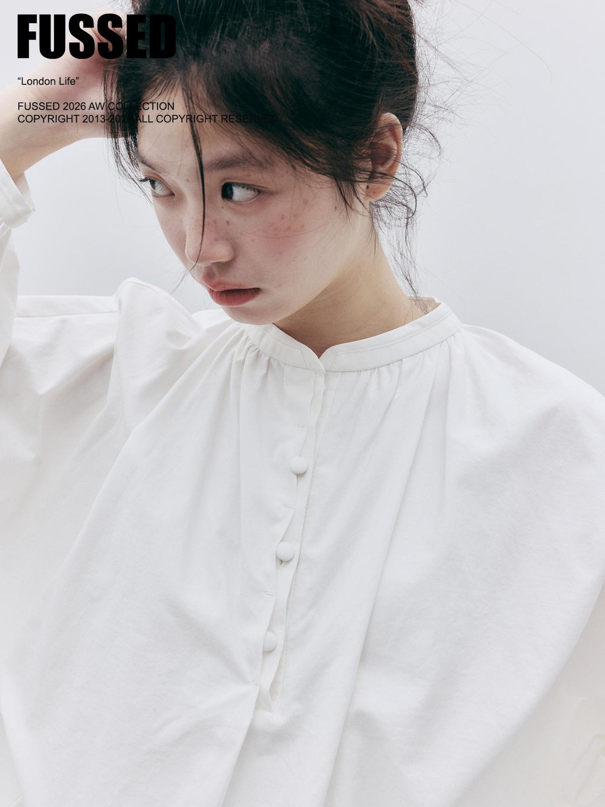FUSSED Oversized Bubble Sleeve Solid Color Cotton Women&
