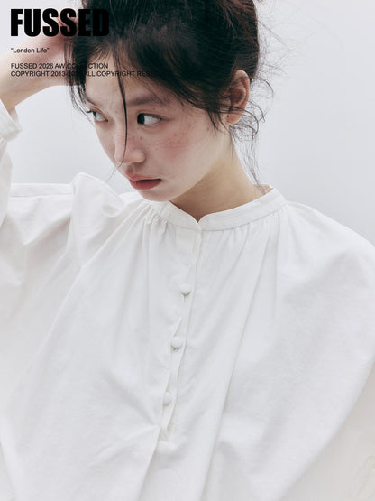 FUSSED Oversized Bubble Sleeve Solid Color Cotton Women&