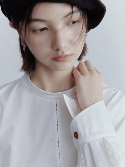 Oversized Cut Out Sleeve Cotton Shirt