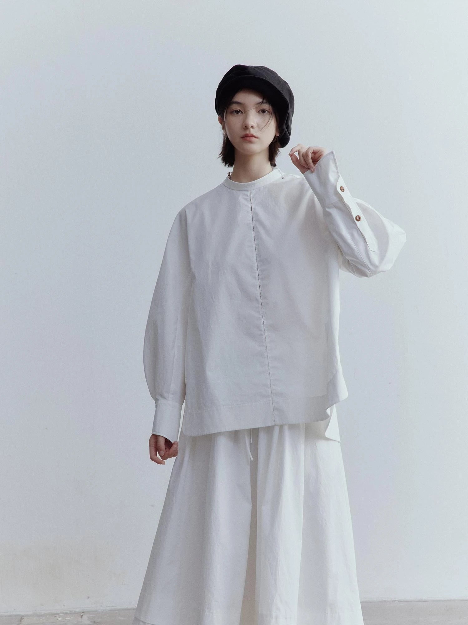 Oversized Cut Out Sleeve Cotton Shirt