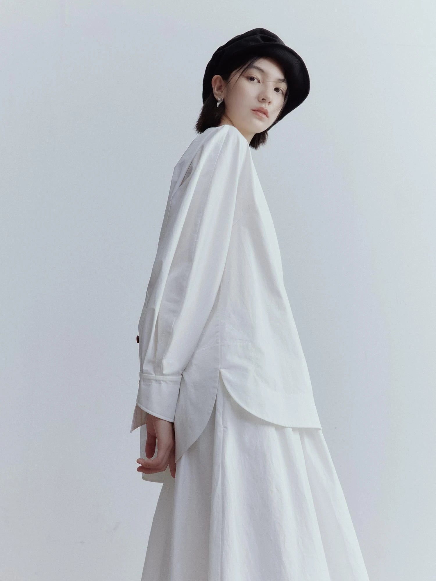 Oversized Cut Out Sleeve Cotton Shirt