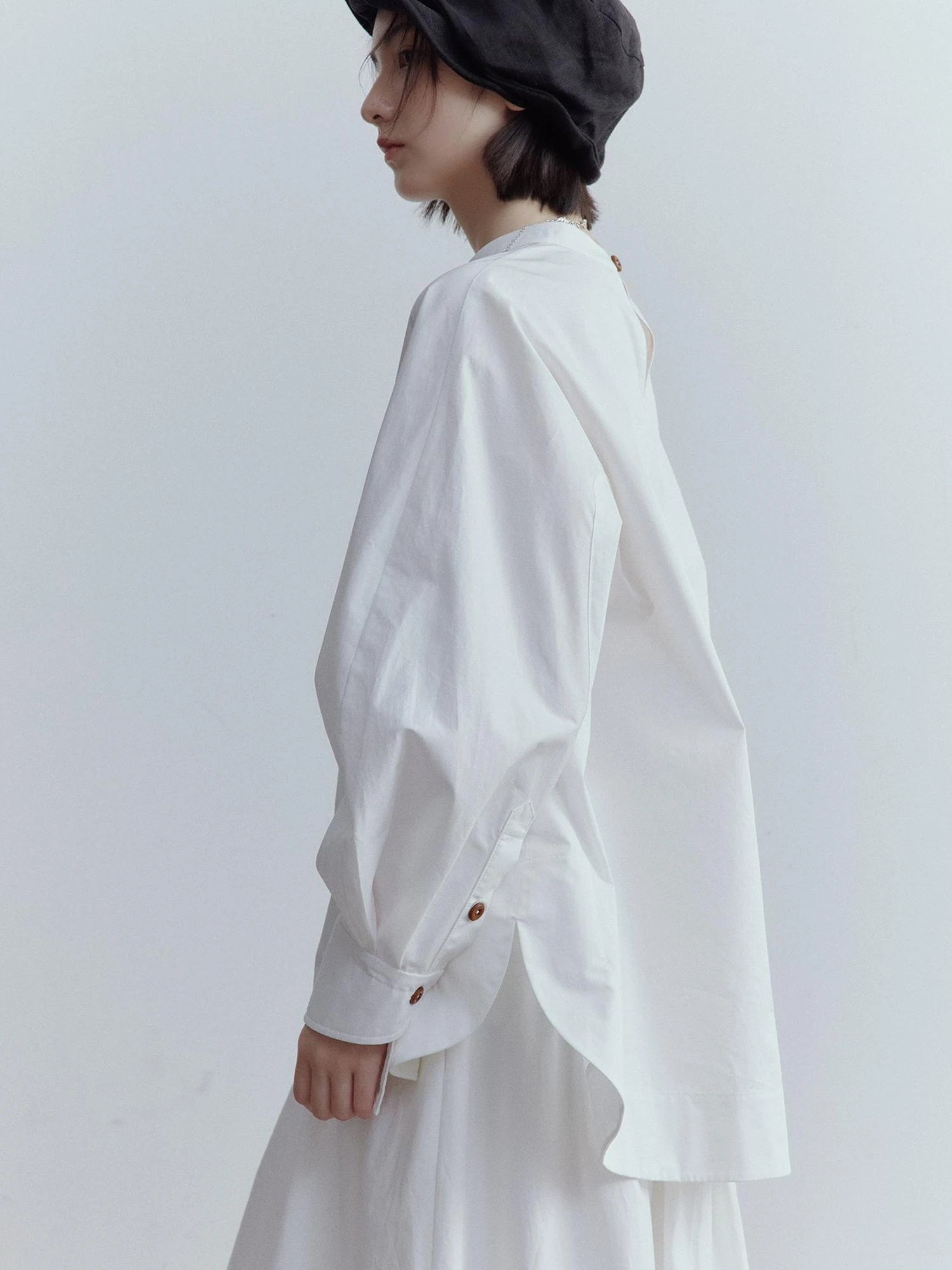 Oversized Cut Out Sleeve Cotton Shirt