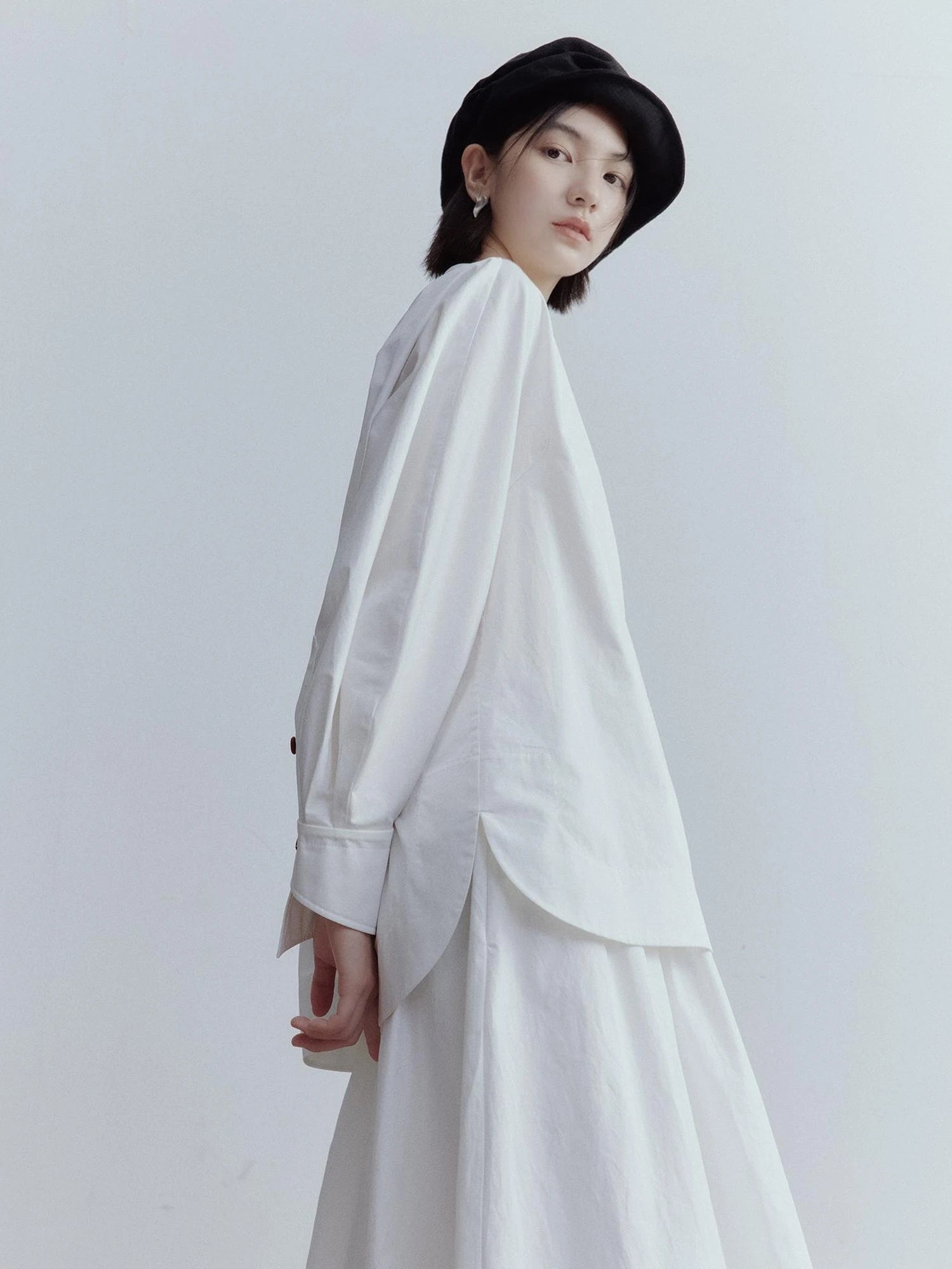 Oversized Cut Out Sleeve Cotton Shirt