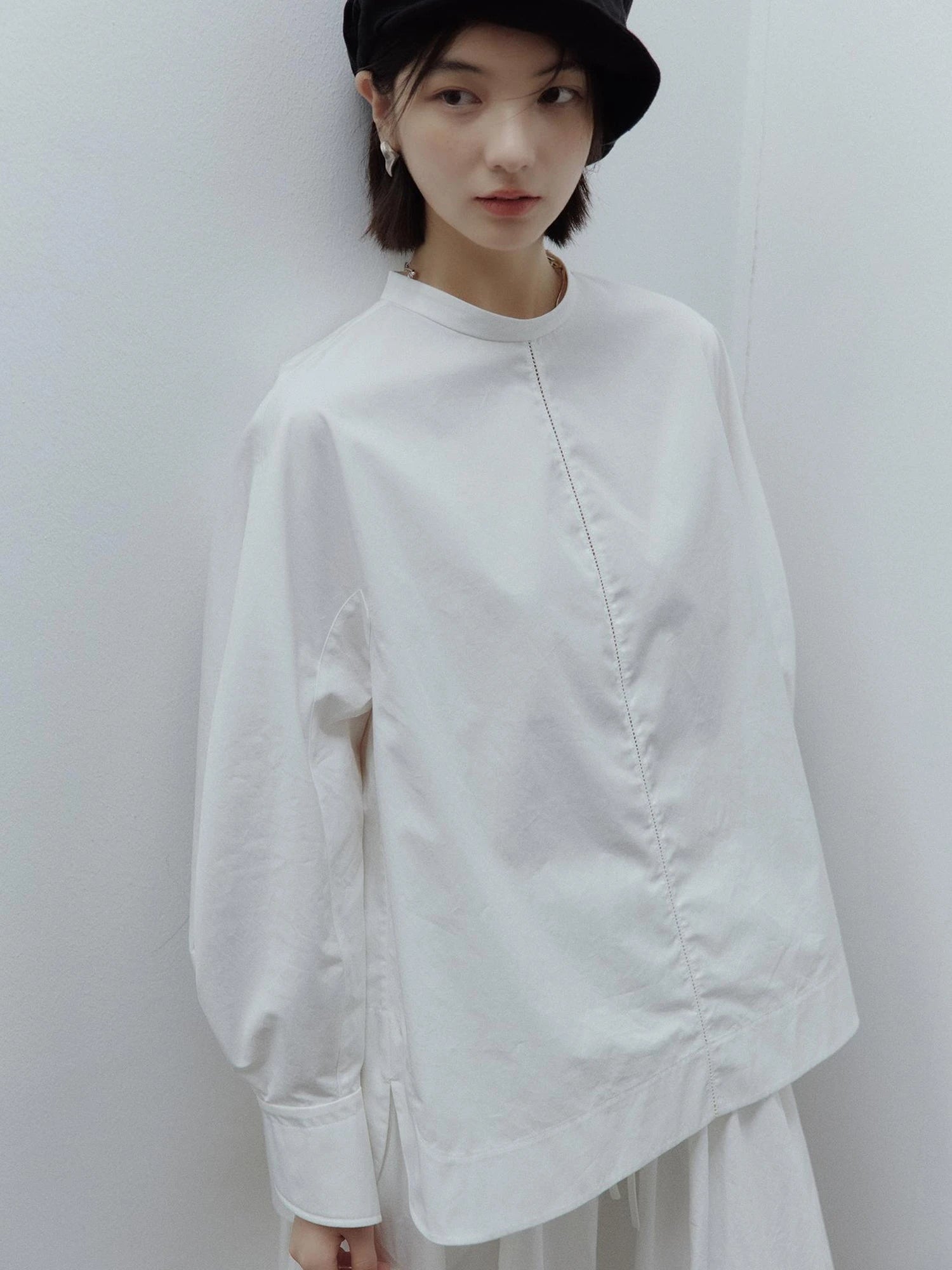Oversized Cut Out Sleeve Cotton Shirt