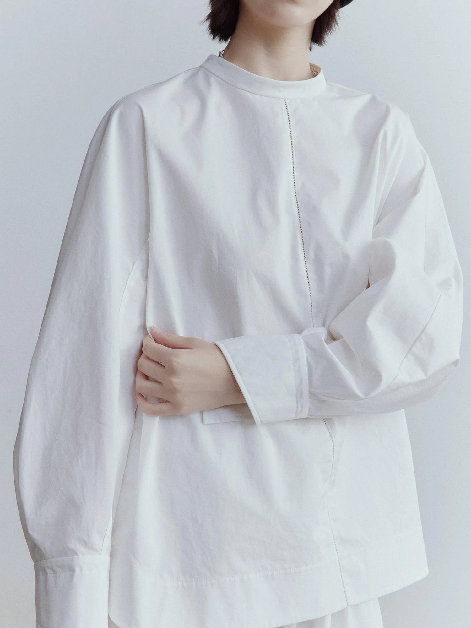 Oversized Cut Out Sleeve Cotton Shirt
