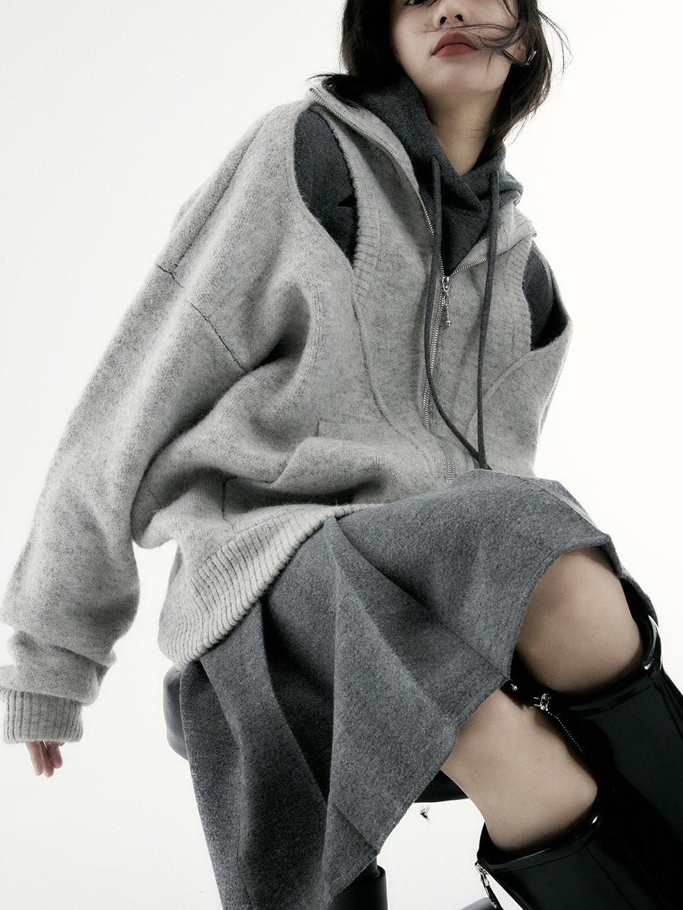 FUSSED Oversized Open Knit Wool Blend Women&