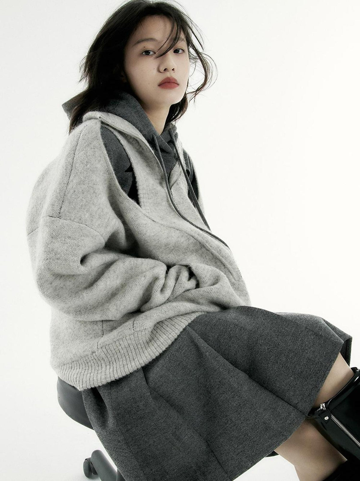 FUSSED Oversized Open Knit Wool Blend Women&