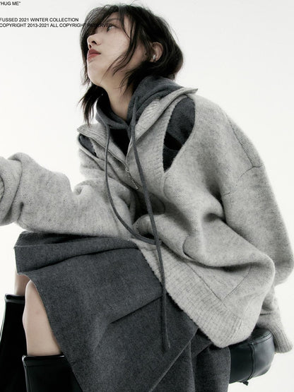 FUSSED Oversized Open Knit Wool Blend Women&