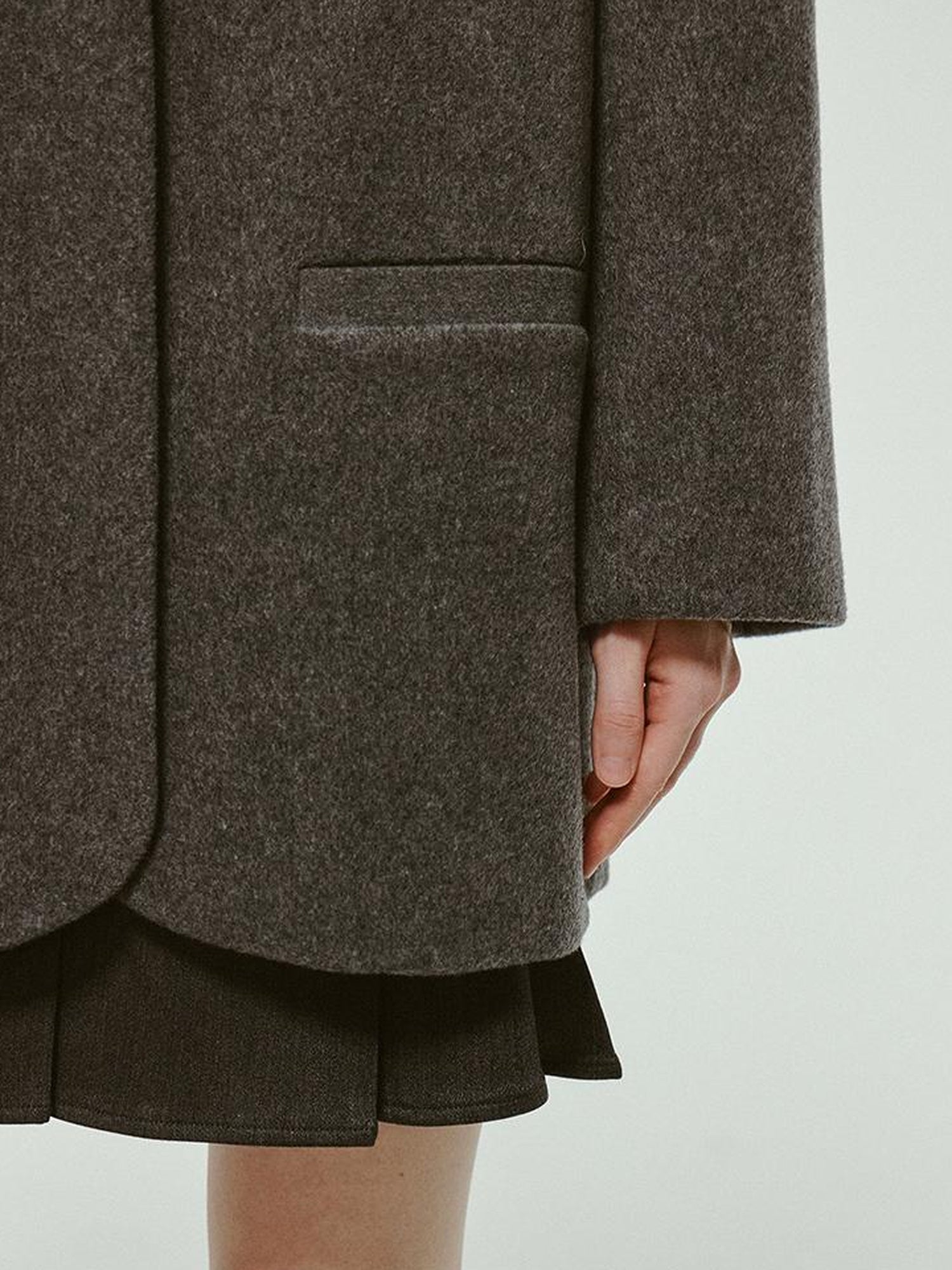 FUSSED Oversized V-Neck Wool Blend Blazer In Mercury Gray