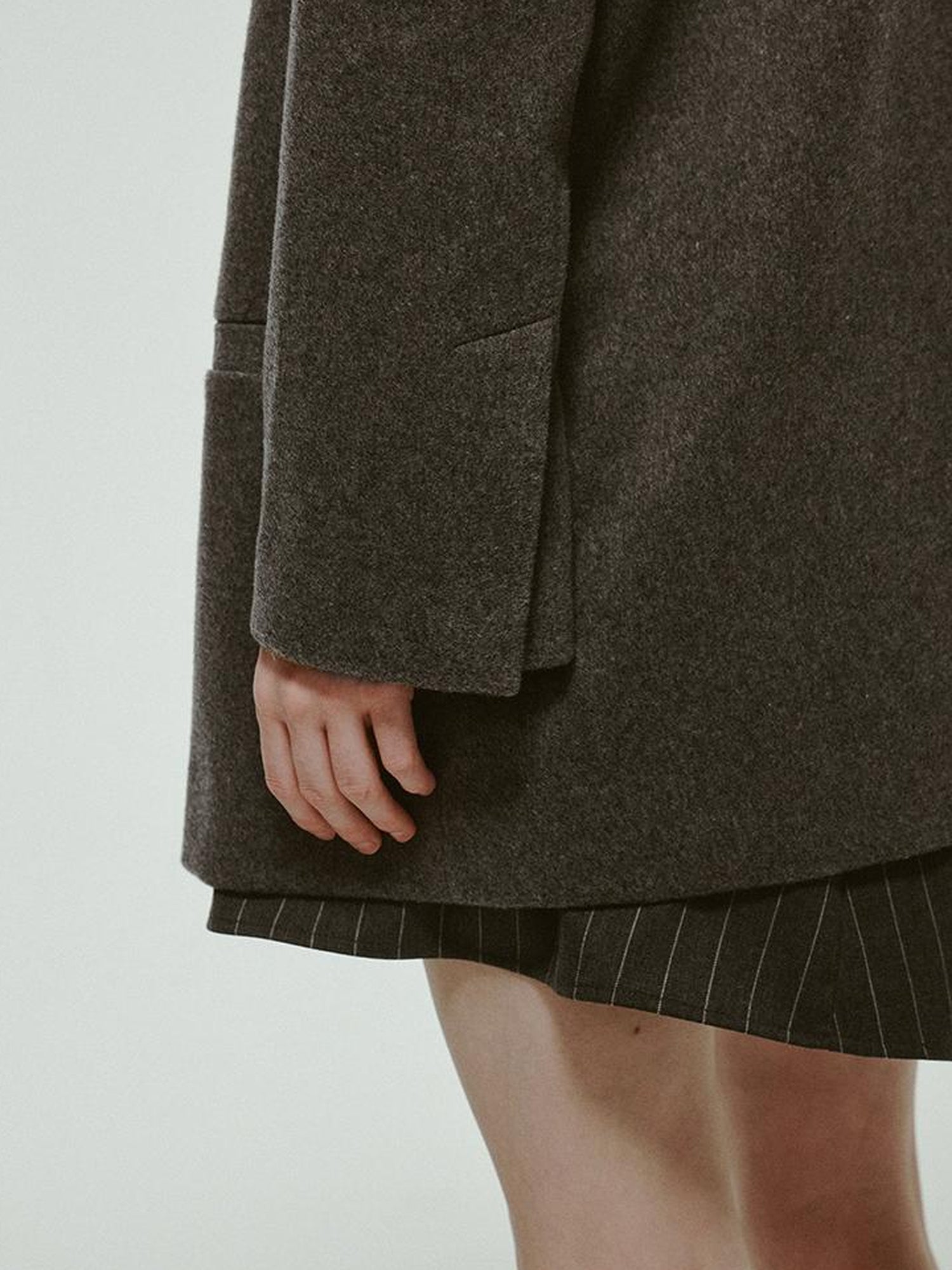 FUSSED Oversized V-Neck Wool Blend Blazer In Mercury Gray