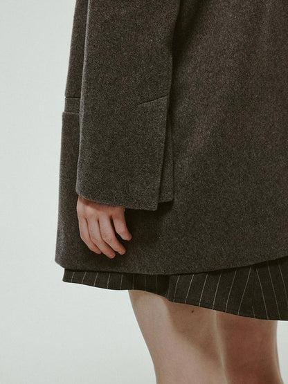 FUSSED Oversized V-Neck Wool Blend Blazer In Mercury Gray
