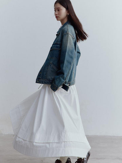 FUSSED Oversized Vintage Wash Denim Jacket In Retro Blue