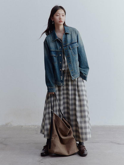 FUSSED Oversized Vintage Wash Denim Jacket In Retro Blue