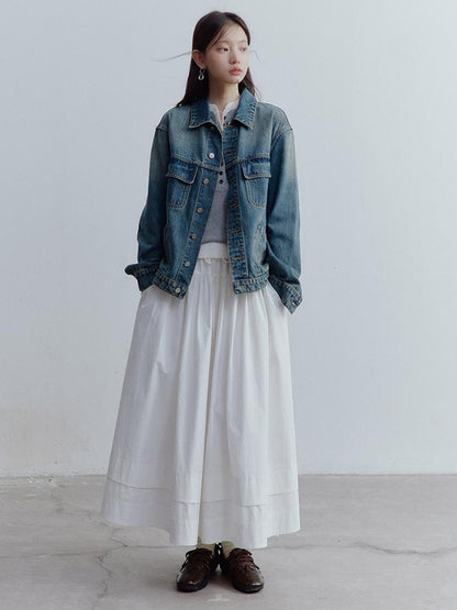 FUSSED Oversized Vintage Wash Denim Jacket In Retro Blue