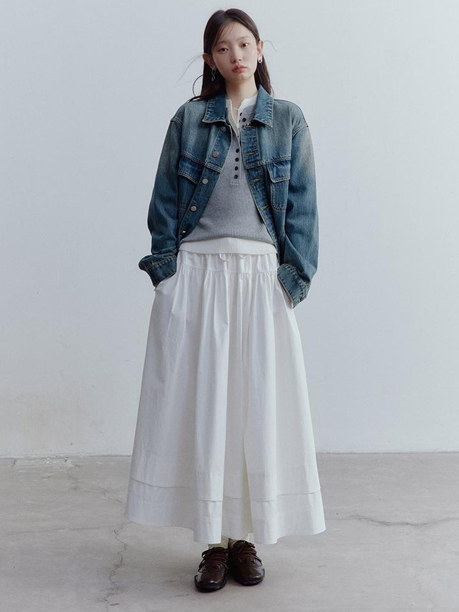 FUSSED Oversized Vintage Wash Denim Jacket In Retro Blue