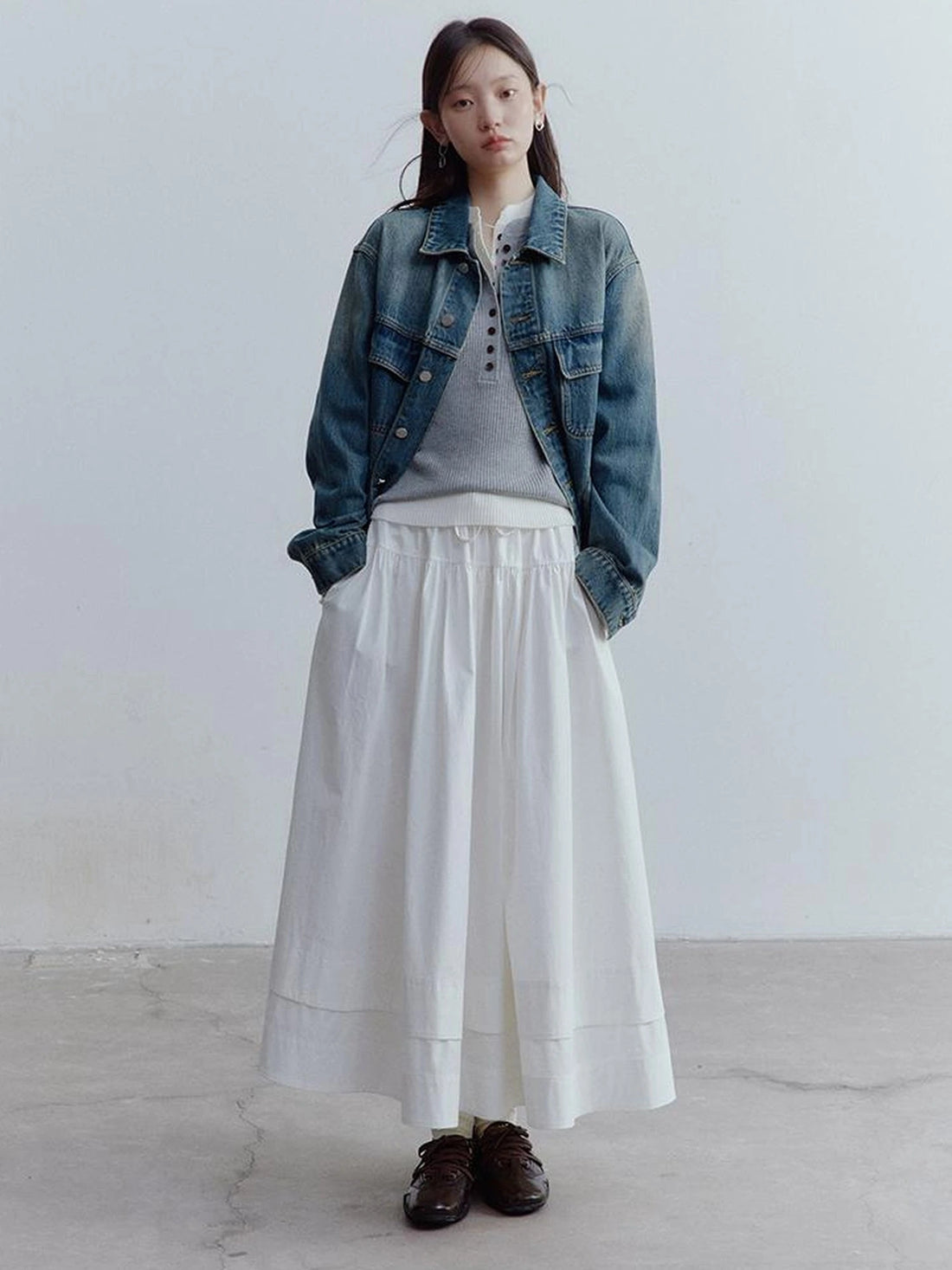 FUSSED Oversized Vintage Wash Denim Jacket In Retro Blue