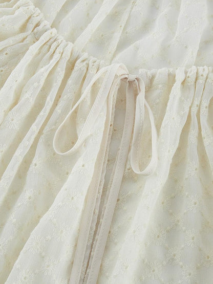 FUSSED Pearl White Embossed Daisy Embroidery Raglan Women&