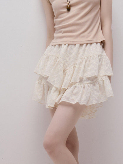FUSSED Pearl White Relief Daisy Embroidered Layered Women&