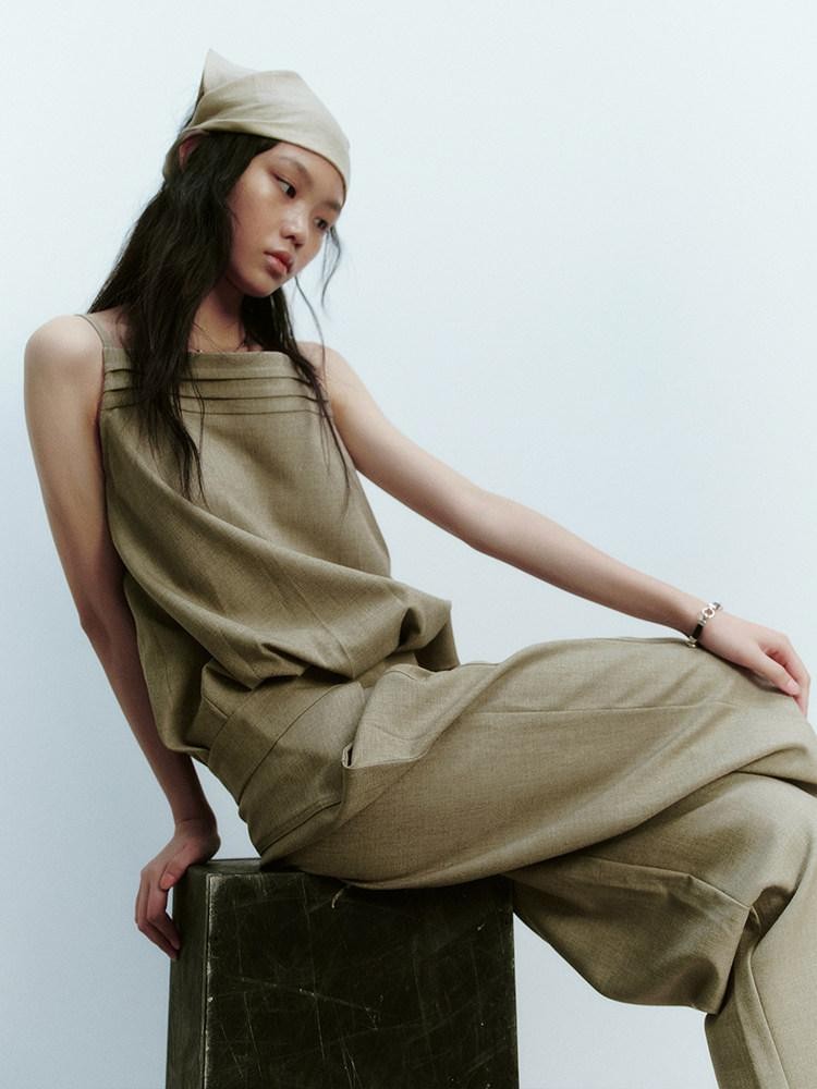 FUSSED Pine Green Layered Splice Deconstructed Women&