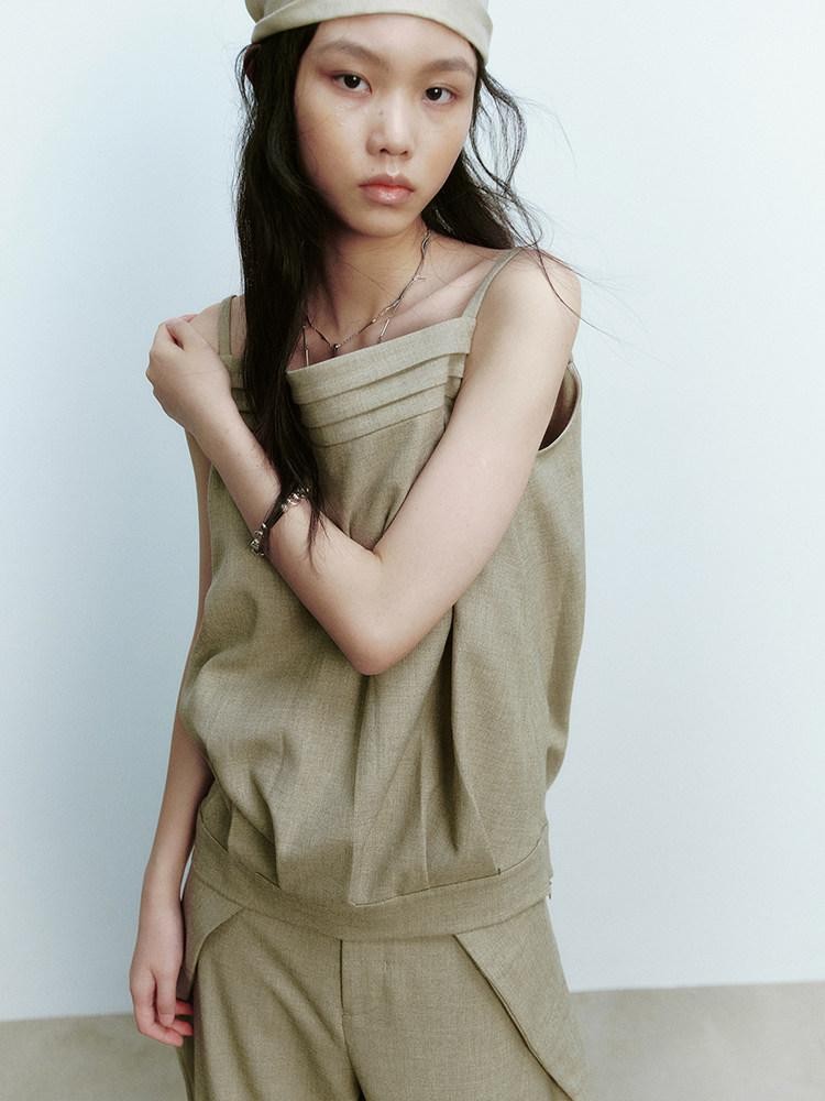 FUSSED Pine Green Layered Splice Deconstructed Women&