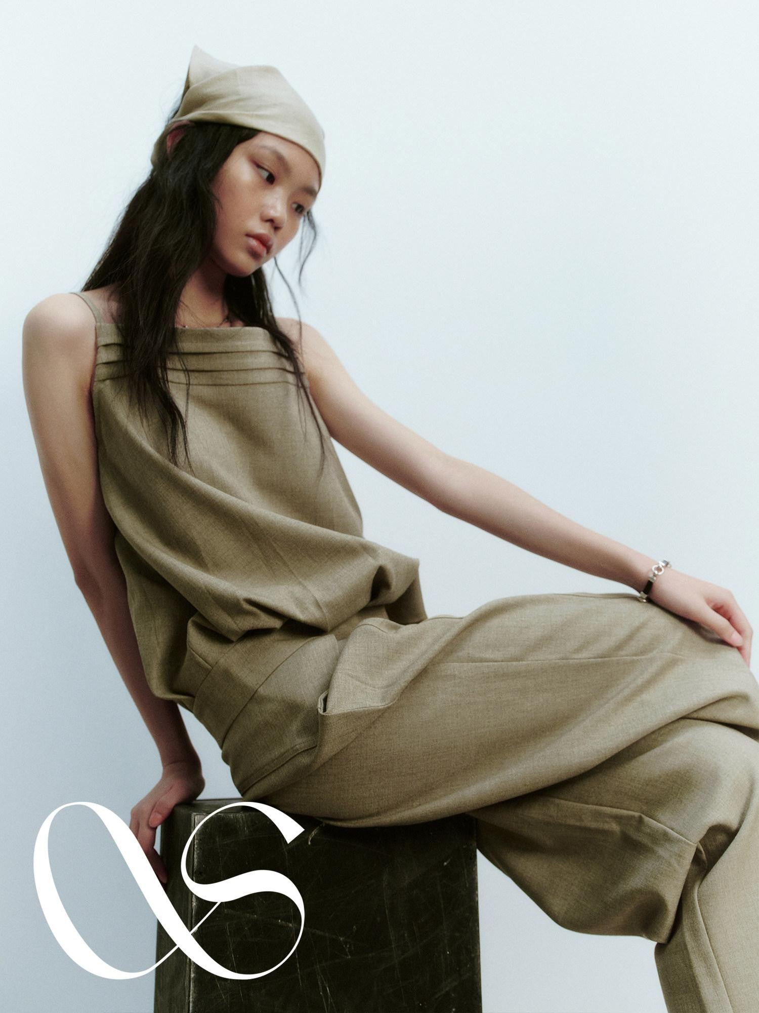 FUSSED Pine Green Layered Splice Deconstructed Women&