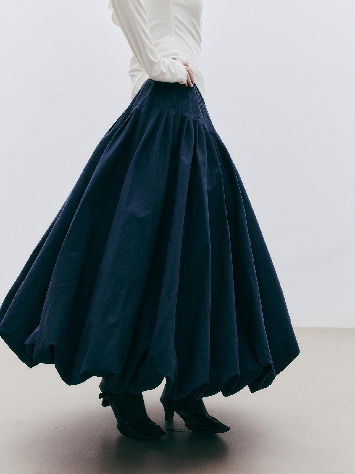FUSSED Pleated Bubble Hem Cotton Blend Women&