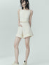 FUSSED Pleated Cotton Texture Strapless Top