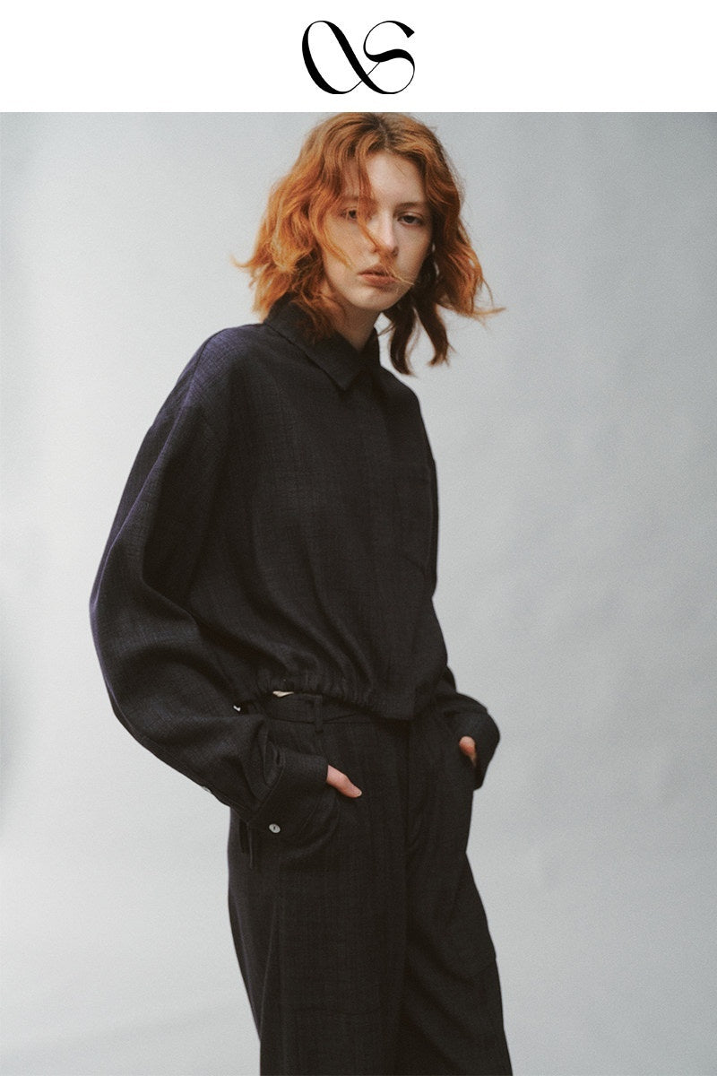 FUSSED_Pleated_Panelled_Stand_Collar_Relaxed_Cropped_Women&