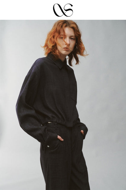 FUSSED_Pleated_Panelled_Stand_Collar_Relaxed_Cropped_Women&