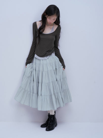 FUSSED_Pleated_Plaid_Tiered_A_Line_Cotton_Women&