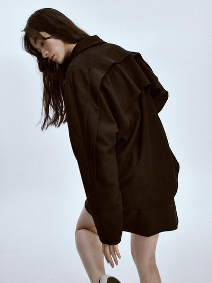FUSSED Polo Collar Straight Cut Button Front Women&