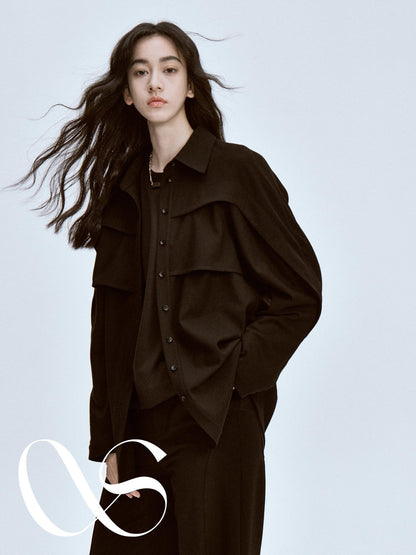 FUSSED Polo Collar Straight Cut Button Front Women&